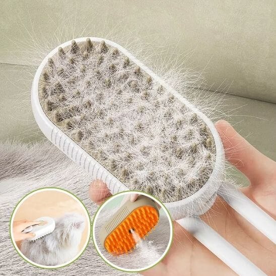 brosse à chat - couleur blanche avec les poils