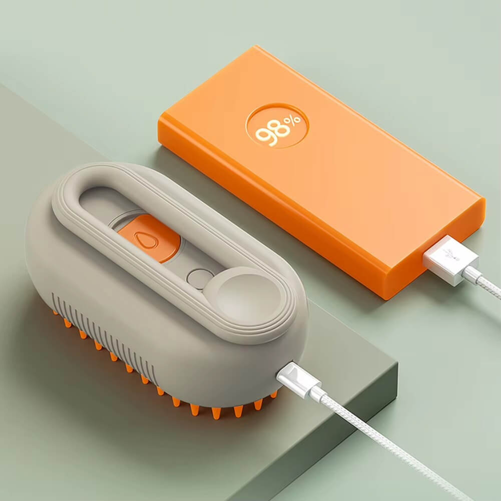 brosse a chat couleur brune avec cable USB