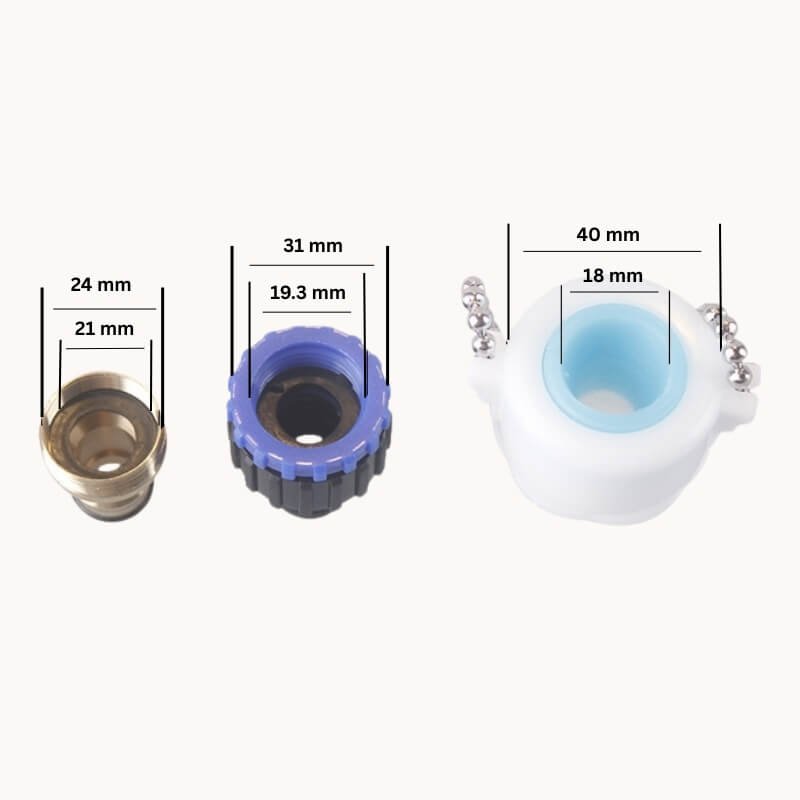 gant de toilettage - differents raccords d'eau