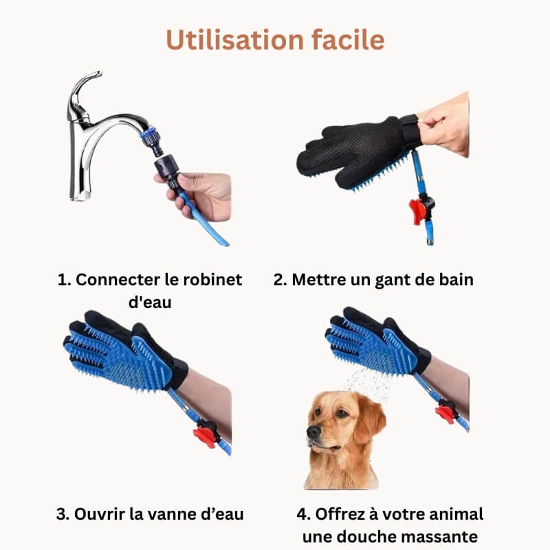 gant de toilettage - utilisation facile