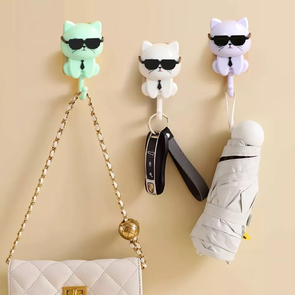 porte manteau mural chat cartoon - sac à main clés de voiture et un parapluie porte manteau mural chat cartoon - sac à main clés de voiture et un parapluie