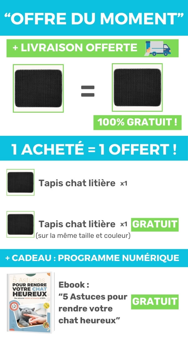 tapis chat litière - offre marketing 1 acheté = 1 offert avec livraison gratuite