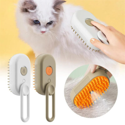 brosse à chat - ensemble brun et blanc