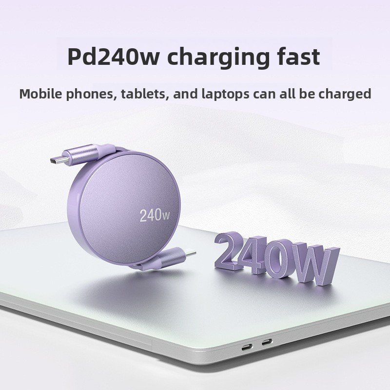 Câble USB Type C Rétractable - charge rapide pd240w