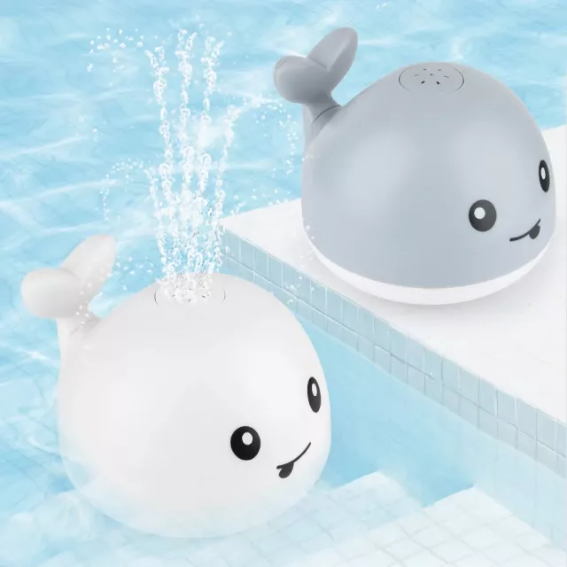jouet baignoire bebe dauphin arroseur - gris et blanc