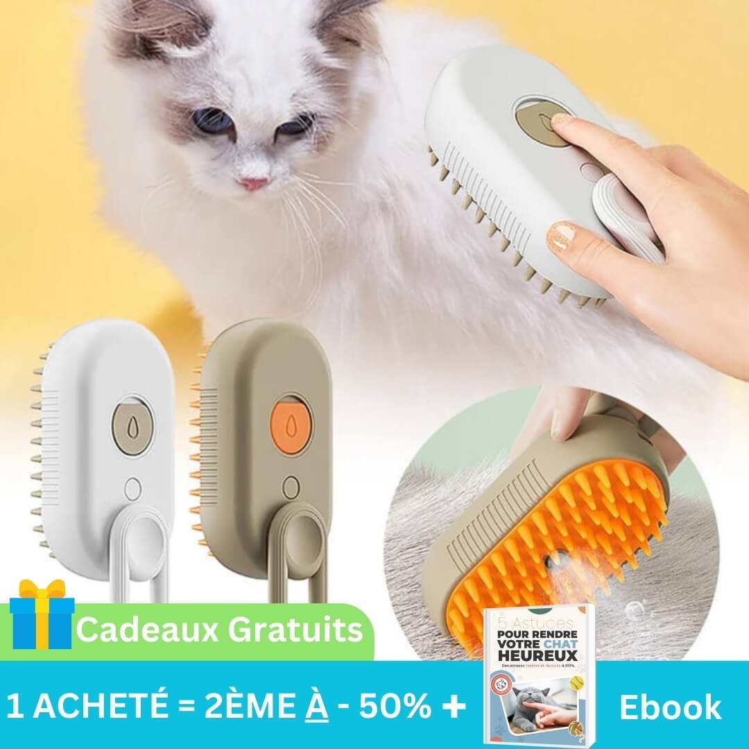 brosse à chat - offre marketing une brosse achetée le deuxième à -50% - 1 brun et 1 blanc